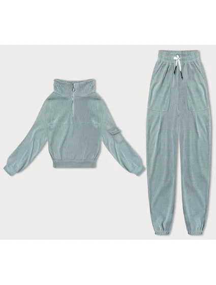 Dámsky teplákový komplet typu "wafel" v mätovej farbe (AMG-339A) Dámsky teplákový komplet typu "wafel" v mätovej farbe (AMG-339A)