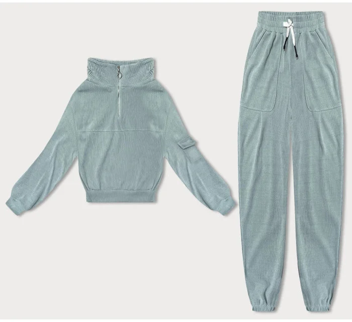 Dámsky teplákový komplet typu "wafel" v mätovej farbe (AMG-339A) Dámsky teplákový komplet typu "wafel" v mätovej farbe (AMG-339A)