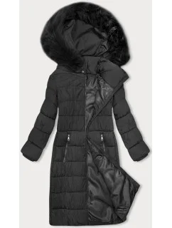 Dámska zimná bunda v grafitovej farbe s kapucňou J Style (16M9126-105)