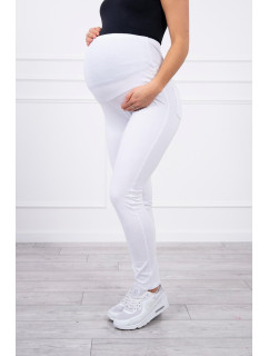 Biele bavlnené tehotenské nohavice