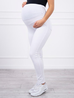 Biele bavlnené tehotenské nohavice