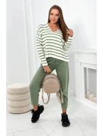 Pruhovaný sveter tmavá mäta