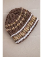 Dámska zimná čiapka s farebným vláknom a elastickou šnúrkou K352 cappuccino