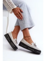 Lesklé Dámské Kozačky Kůže Na Platformě  Stříbrné model 21660111 - S.Barski