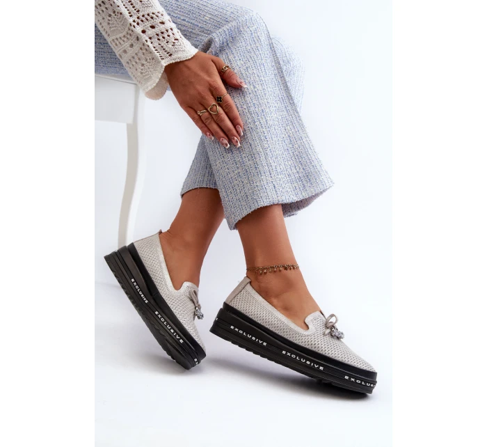 Lesklé Dámské Kozačky Kůže Na Platformě  Stříbrné model 21660111 - S.Barski