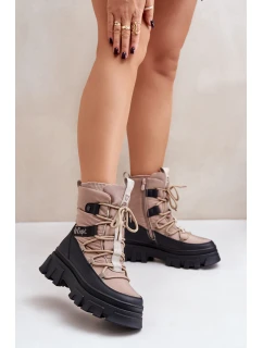 Śniegowce Damskie Na Zamek Lee Cooper LCJ-24-47-3143 Beżowe