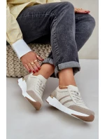 Dámské kožené tenisky na platformě béžové model 21685462 - EVENTO