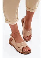 Pohodlné dámské sandály na platformě béžové model 22133232 - Boto