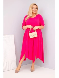 Dámska bavlnená sukňa s asymetrickým lemom v nadmernej veľkosti Fuchsia