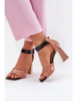 Lakované Dámské Sandály Na Podpatku model 21695396 Růžové - VINCEZA