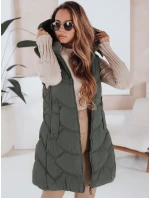 Dámská zateplená prošívaná zelená vesta Dstreet model 21991360 - FashionStreet