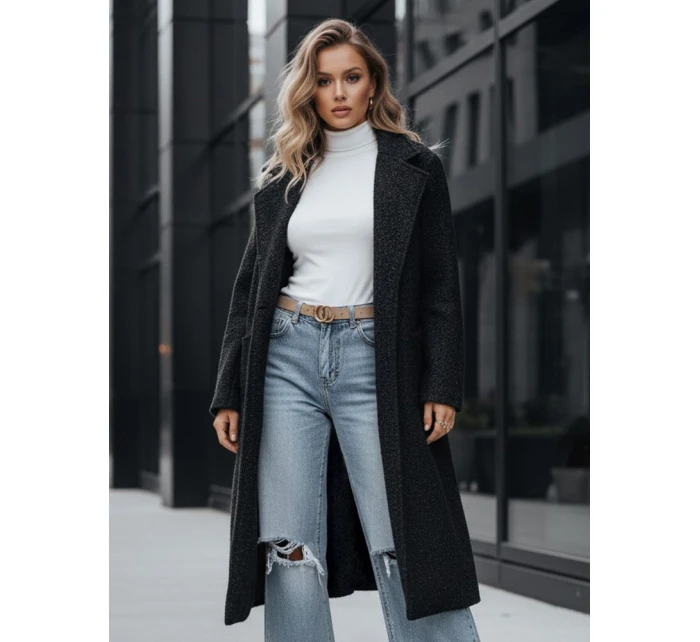 Dámský dlouhý kabát z ovčí kůže černý Dstreet model 21994154 - FashionStreet