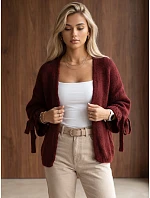 Kardigan damski oversize bez bordowy model 22371843 - FashionStreet