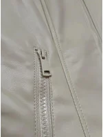 Světle béžová dámská bunda z ekologické kůže se stojáčkem model 19576683 - J.STYLE Světle béžová dámská bunda z ekologické kůže se stojáčkem model 19576683 - J.STYLE