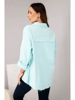 Dámská bavlněná košile s kapsami mátová