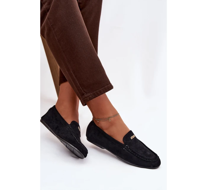 Dámské mokasíny s malým zlatým detailem černé Sarivelle