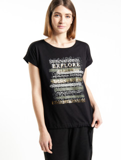 Monnari Tričká Dámske tričko so vzorovaným panelom Black