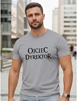 Tshirt męski klasyczny z napisem bawełniany szary model 22217882 - FashionStreet