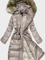 Dámska prešívaná dlhá bunda camel (H-201)