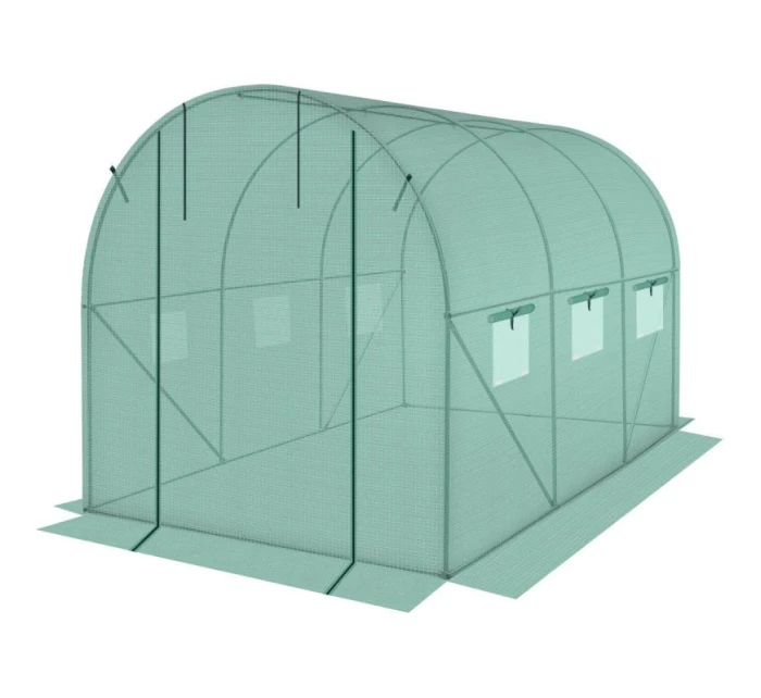 SKLENÍK ZÁHRADNÝ TUNEL 200X300X200CM PE KONŠTRUKCIA ZELENÁ OCEĽ
