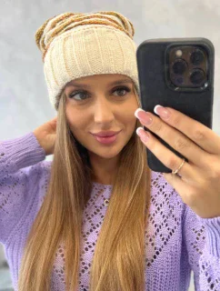 Dámska čiapka Feba K330 ecru+orange