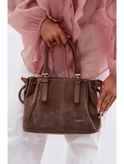 Eko semišová kabelka tmavě béžová model 22111510 - Flora&Co
