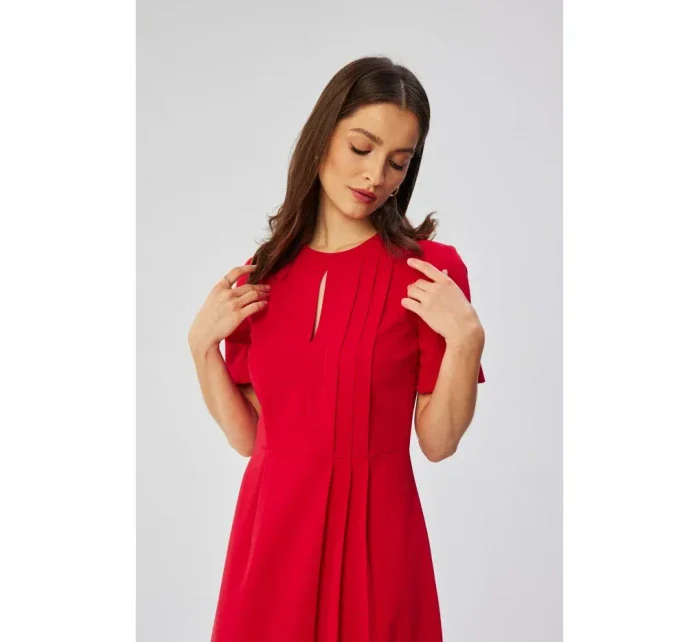 S361 Šaty s bočným rozparkom - červené