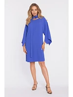 model 22040615 Šaty s ozdobnými širokými rukávy modré - Moe