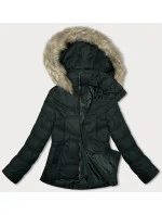 Krátká dámská prošívaná zimní bunda v army barvě model 21247089 - J.STYLE