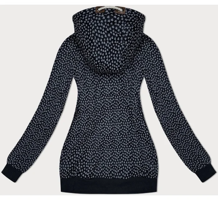 Tmavě modrá rozepínací dámská mikina se vzorem model 19727278 - 6&8 Fashion