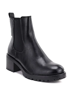 Dámské kotníkové boty na podpatku, zateplené, černé, model 22345437 - Potocki