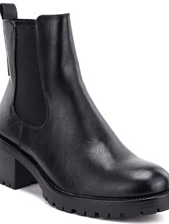 Dámské kotníkové boty na podpatku, zateplené, černé, Potocki SZ12742