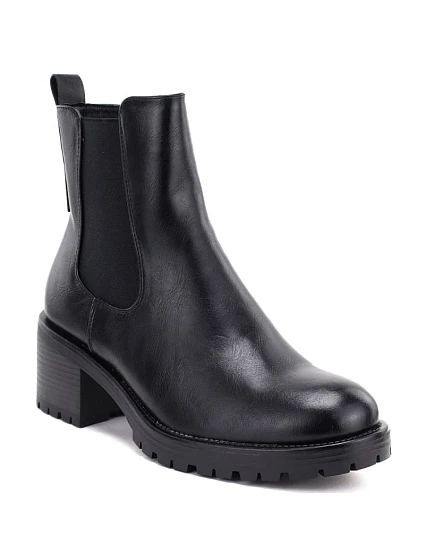 Dámské kotníkové boty na podpatku, zateplené, černé, Potocki SZ12742 Dámské kotníkové boty na podpatku, zateplené, černé, Potocki SZ12742