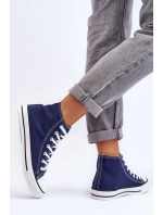 Damskie Trampki Klasyczne Wysokie Granatowe Remos Damskie Trampki Klasyczne Wysokie Granatowe Remos