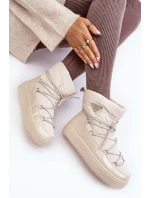 Damskie Śniegowce Na Platformie Z Wiązaniem Beżowe Fleure Damskie Śniegowce Na Platformie Z Wiązaniem Beżowe Fleure