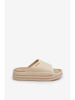 Klapki Damskie Na Platformie Big Star NN274A034 Beżowe