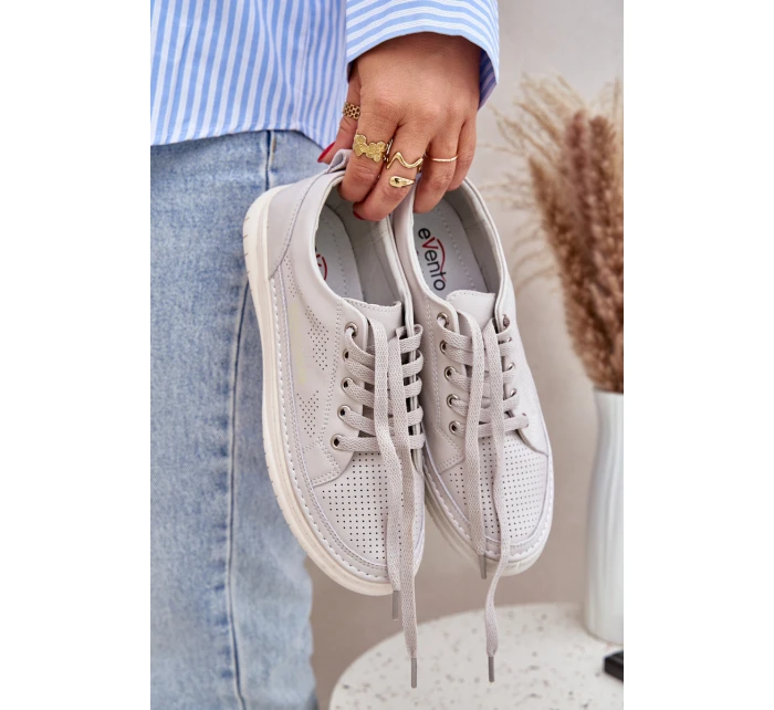 Dámské Kožené Tenisky Šedé model 21684179 - EVENTO