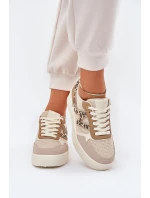 Buty Sportowe Damskie Na Platformie Panterka Khaki Lorori
