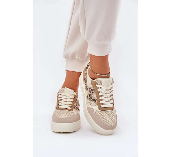 Buty Sportowe Damskie Na Platformie Panterka Khaki Lorori