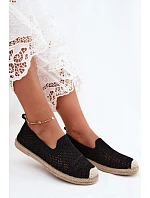 Dámske čipkované espadrilky z látky Black Candessa