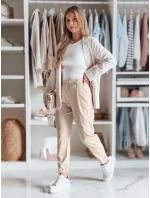 Ležérní dámské plisované kalhoty s páskem béžové Dstreet model 21985766 - FashionStreet