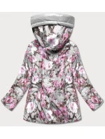Obojstranná šedá dámska kvetovaná bunda (PC-7509-61)