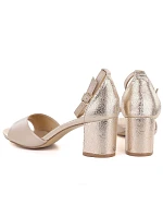 Béžové a zlaté dámské sandály na jehlovém podpatku model 22116440 - Potocki