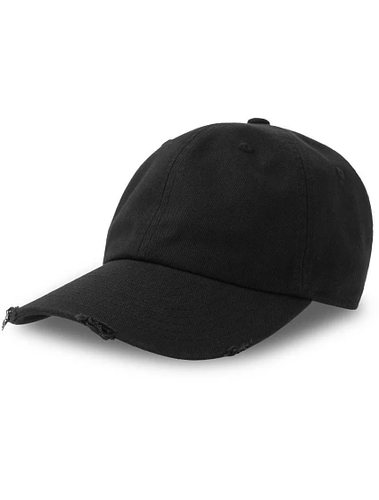 Atlantis Headwear Dad Hat Destroyed-S 6-panelová bejzbalová čiapka 33.0243 čierna Atlantis Headwear Dad Hat Destroyed-S 6-panelová bejzbalová čiapka 33.0243 čierna