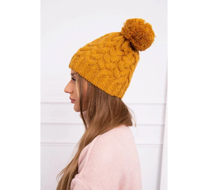 Fleecová čepice  hořčicová model 18751573 - K-Fashion