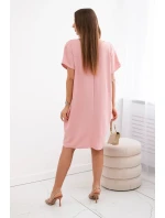 Šaty s kapsami a přívěskem tmavě pudrově růžová