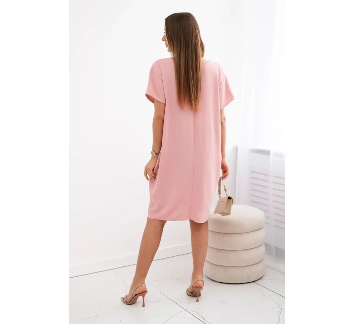 Šaty s kapsami a přívěskem tmavě pudrově růžová