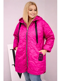 Dámska prešívaná bunda s kapucňou a nápisom HOPE fuchsia