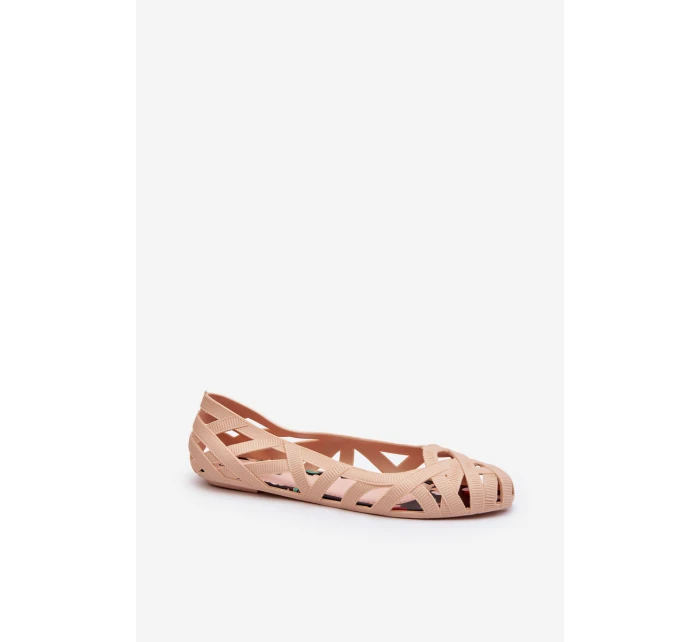 Damskie Gumowe Baleriny Nude Salam