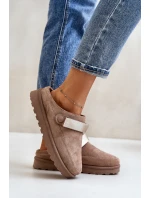 Damskie Kapcie Ocieplane Futerkiem Na Platformie Brązowe Azida Damskie Kapcie Ocieplane Futerkiem Na Platformie Brązowe Azida